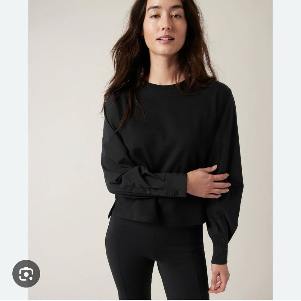 Athleta Harlow Hybrid top Size L black‎